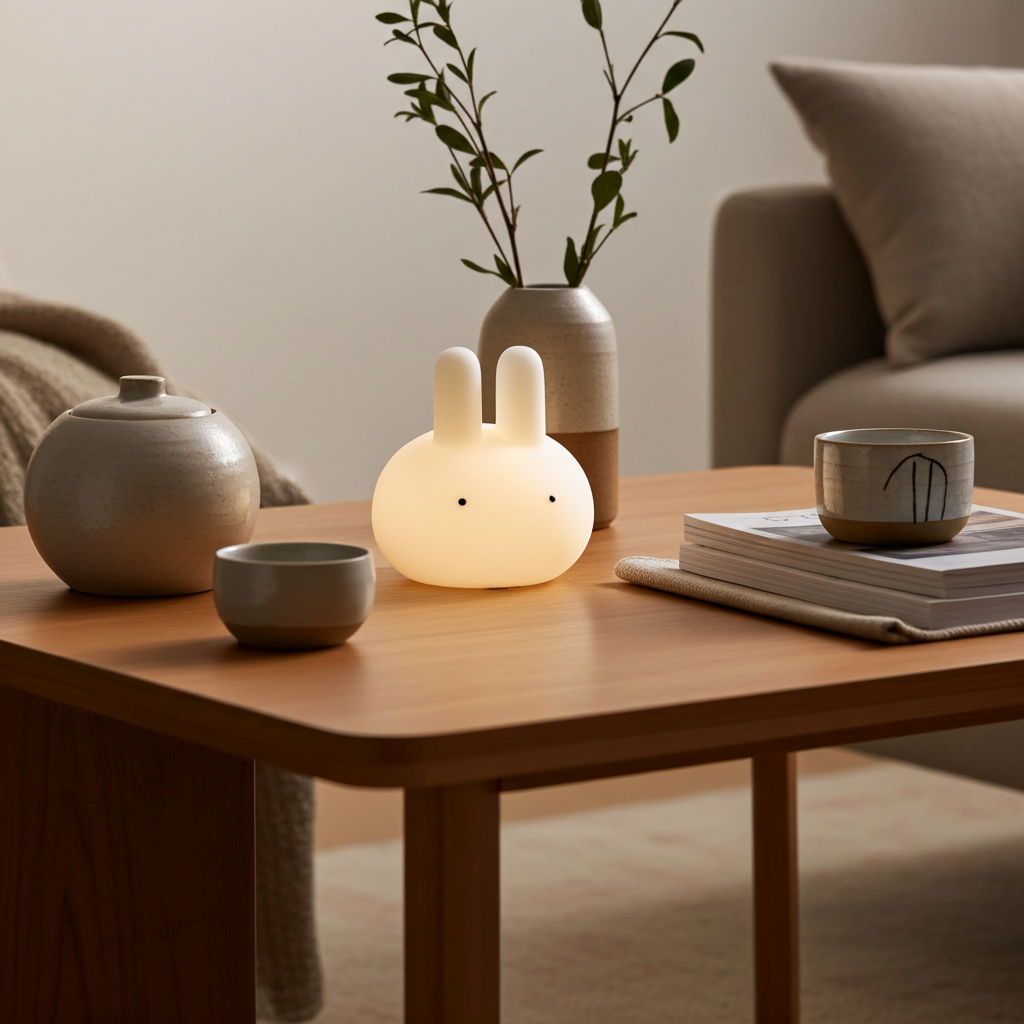 Veilleuse-lapin-mignonne-table-de-salon